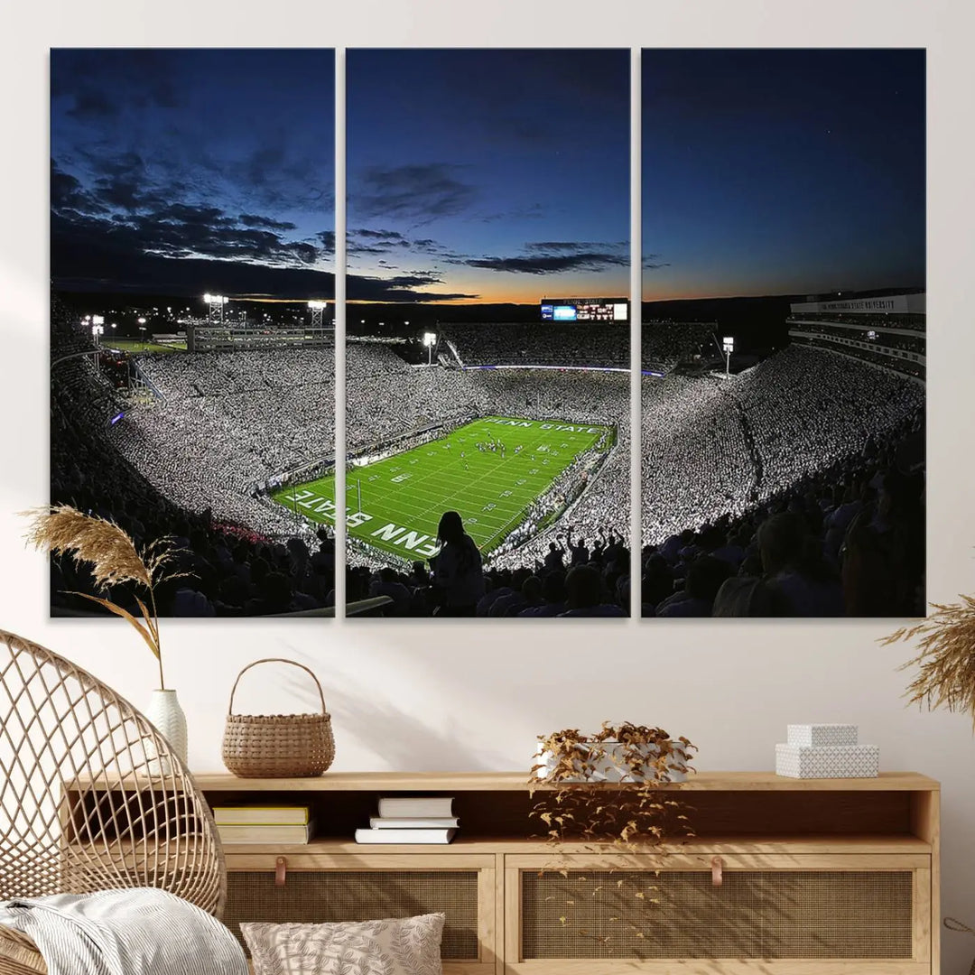 Penn State Nittany Lions Football Team Print - University Park Beaver Stadium Wall Art Canvas Print