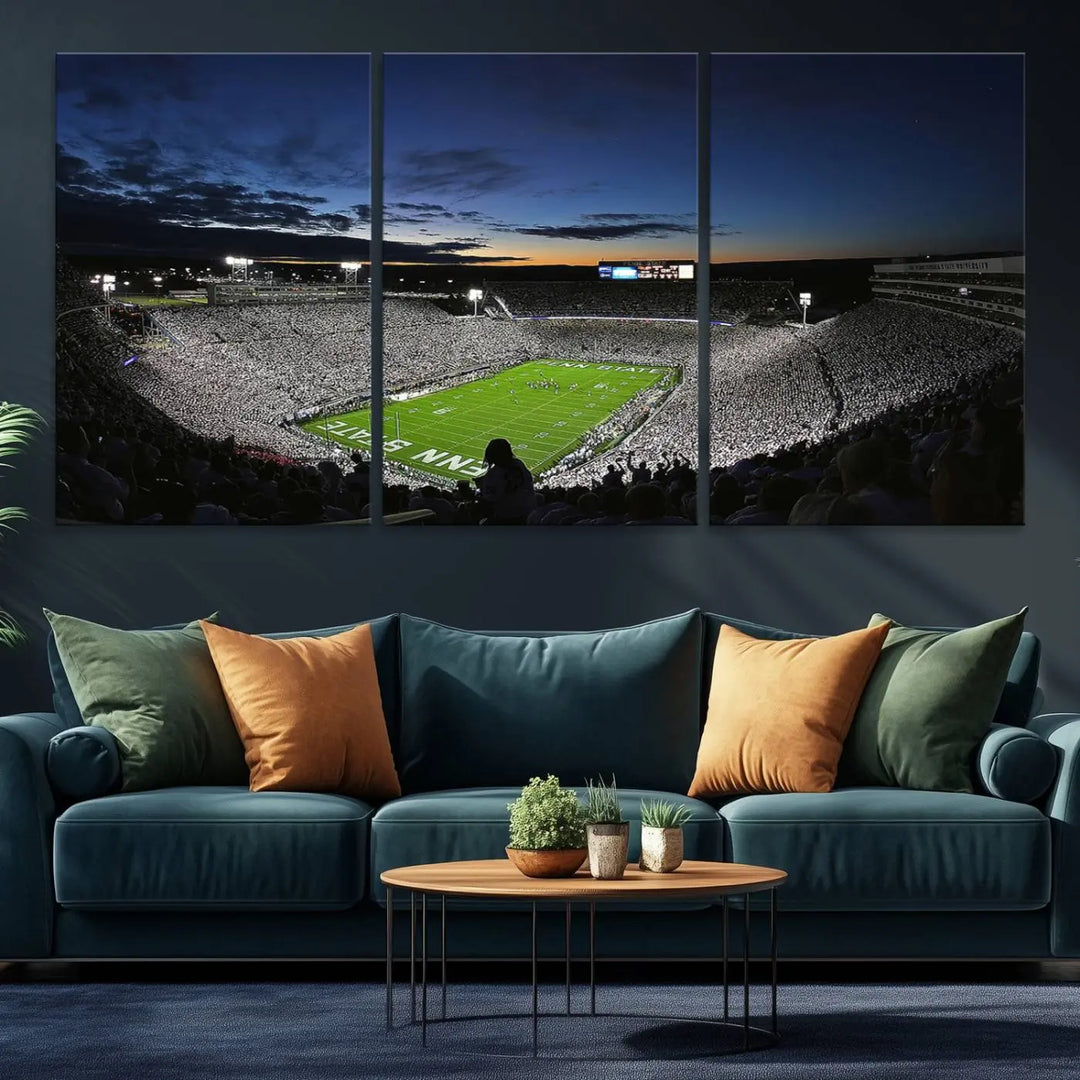 Penn State Nittany Lions Football Team Print - University Park Beaver Stadium Wall Art Canvas Print