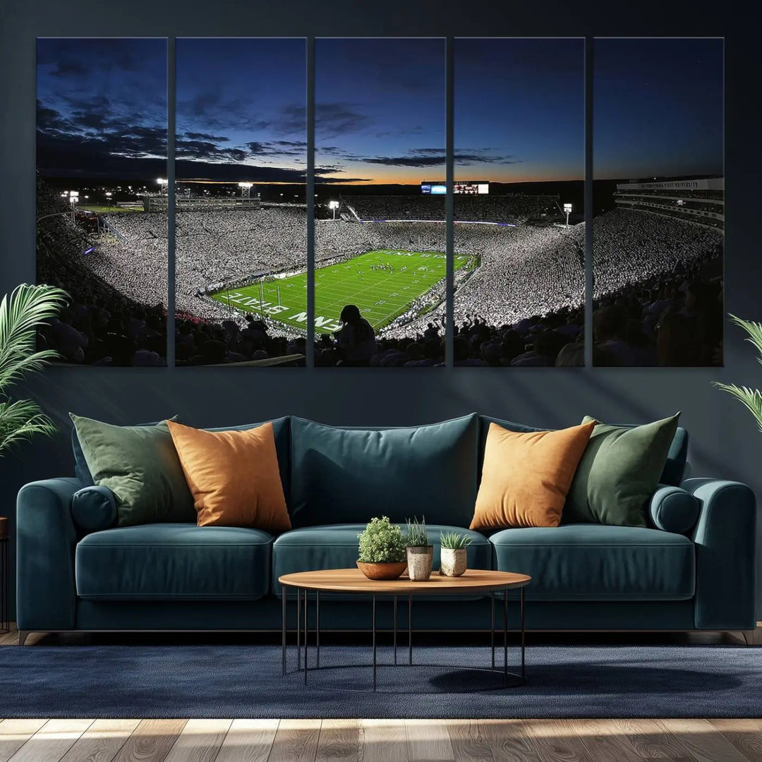 Penn State Nittany Lions Football Team Print - University Park Beaver Stadium Wall Art Canvas Print