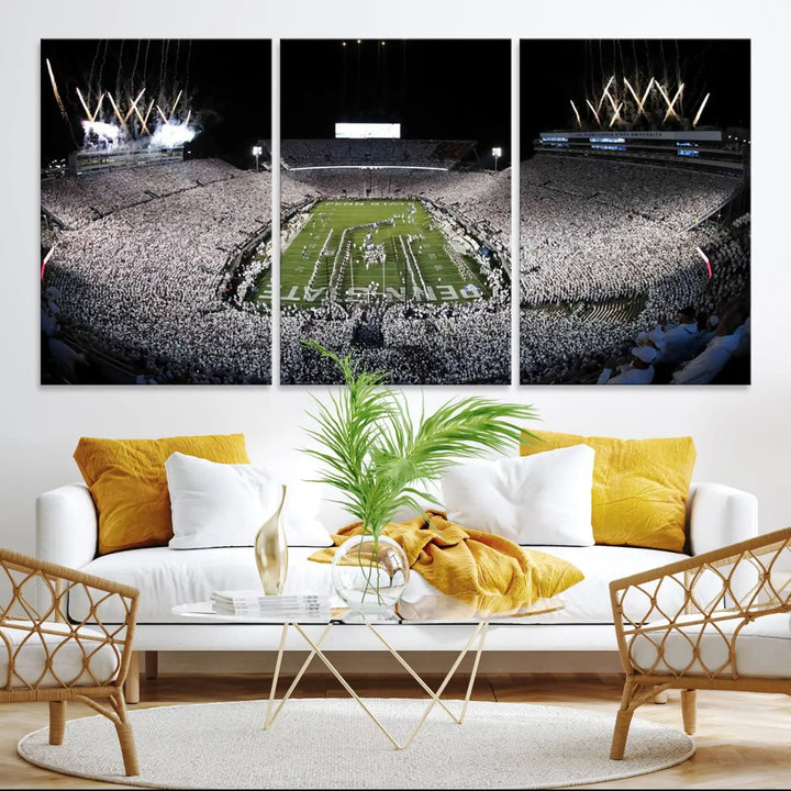 Penn State Nittany Lions Football Team Print - University Park Beaver Stadium Wall Art Canvas Print