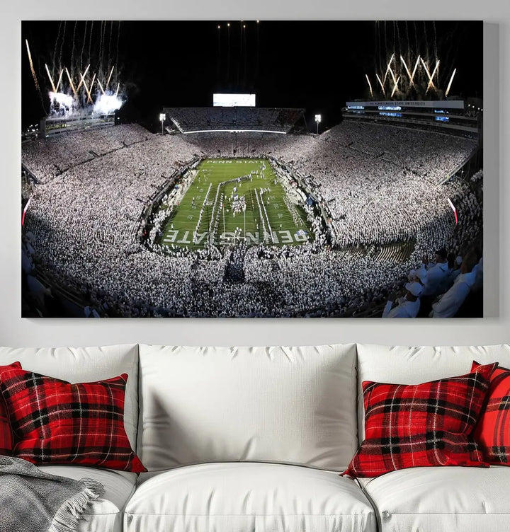 Penn State Nittany Lions Football Team Print - University Park Beaver Stadium Wall Art Canvas Print