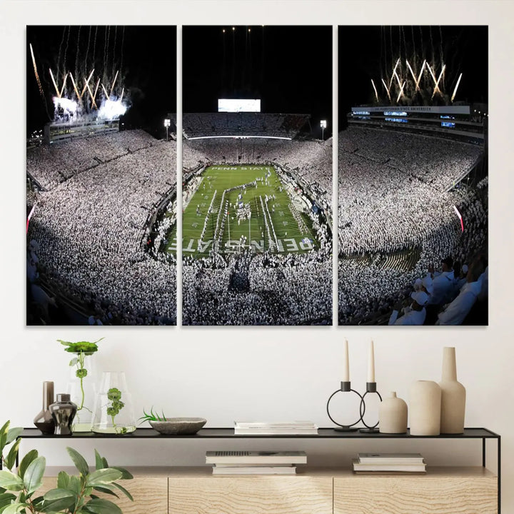 Penn State Nittany Lions Football Team Print - University Park Beaver Stadium Wall Art Canvas Print