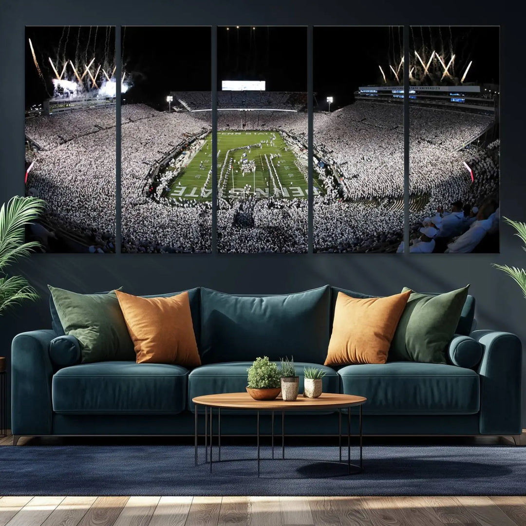 Penn State Nittany Lions Football Team Print - University Park Beaver Stadium Wall Art Canvas Print