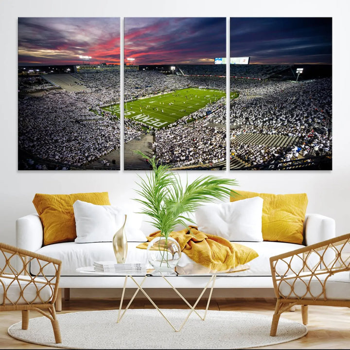 Penn State Nittany Lions Football Team Print - University Park Beaver Stadium Wall Art Canvas Print