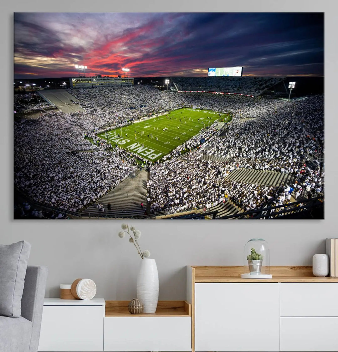 Penn State Nittany Lions Football Team Print - University Park Beaver Stadium Wall Art Canvas Print