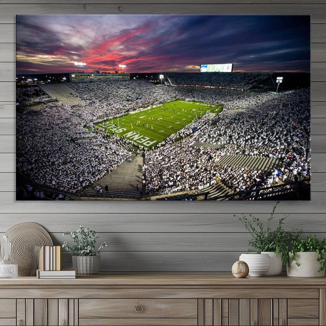 Penn State Nittany Lions Football Team Print - University Park Beaver Stadium Wall Art Canvas Print