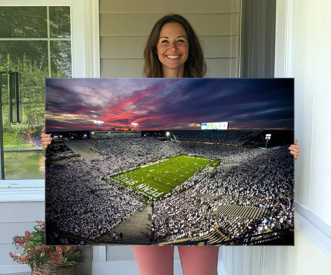 Penn State Nittany Lions Football Team Print - University Park Beaver Stadium Wall Art Canvas Print