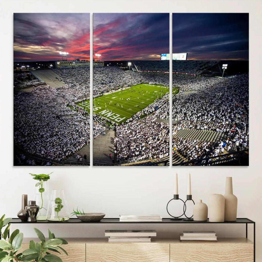 Penn State Nittany Lions Football Team Print - University Park Beaver Stadium Wall Art Canvas Print