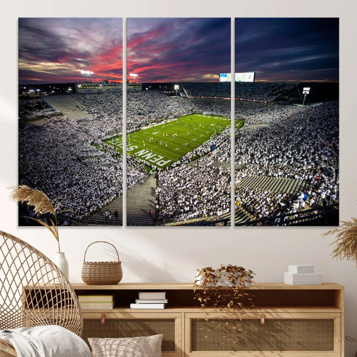 Penn State Nittany Lions Football Team Print - University Park Beaver Stadium Wall Art Canvas Print