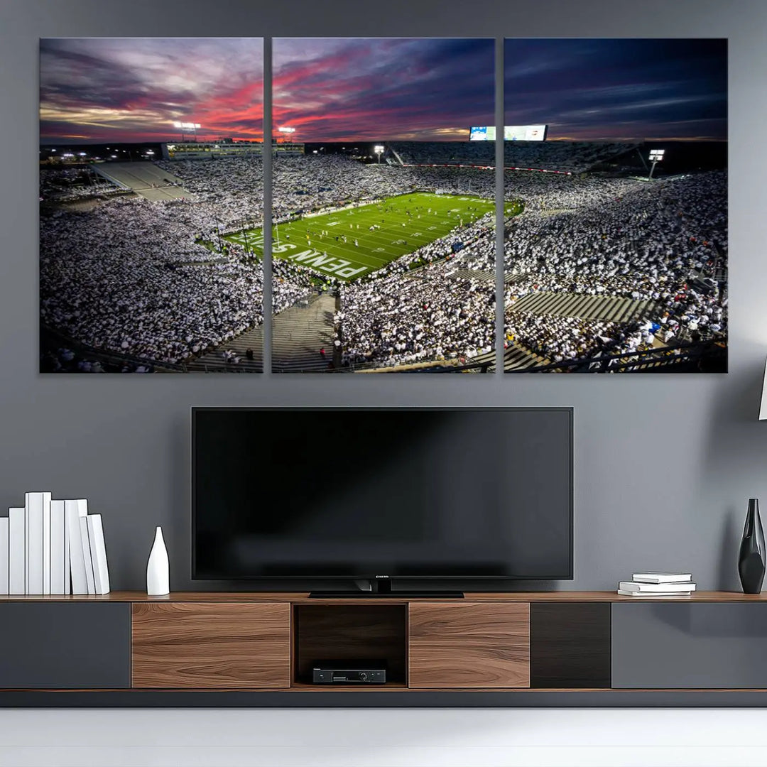 Penn State Nittany Lions Football Team Print - University Park Beaver Stadium Wall Art Canvas Print