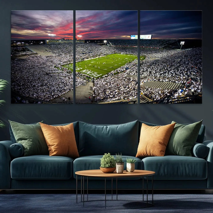 Penn State Nittany Lions Football Team Print - University Park Beaver Stadium Wall Art Canvas Print