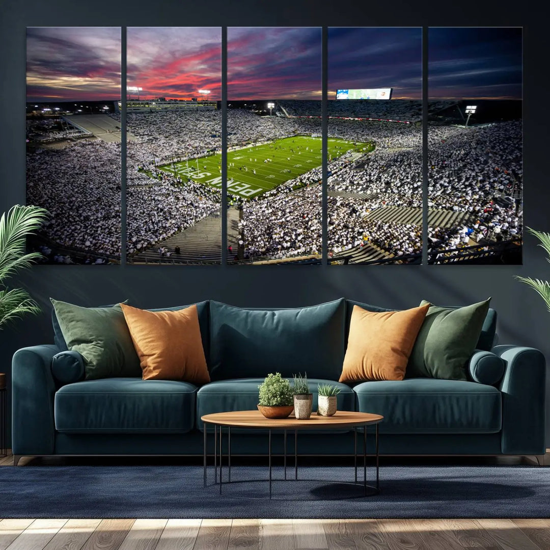 Penn State Nittany Lions Football Team Print - University Park Beaver Stadium Wall Art Canvas Print