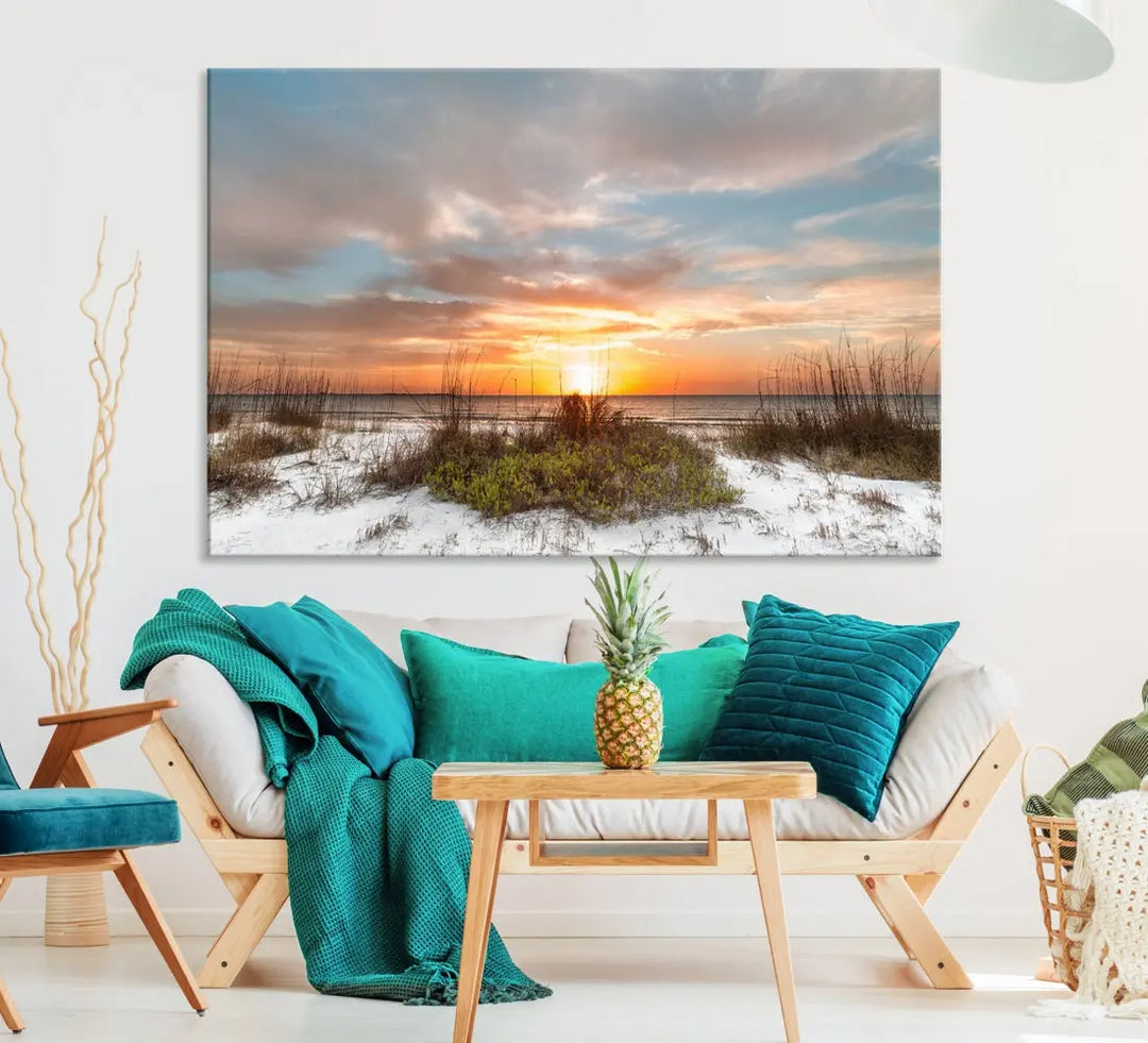 Perfect Sunset Wall Art Beach Ocean Nature Canvas Print Wall Decor