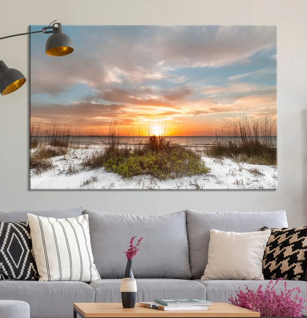 Perfect Sunset Wall Art Beach Ocean Nature Canvas Print Wall Decor