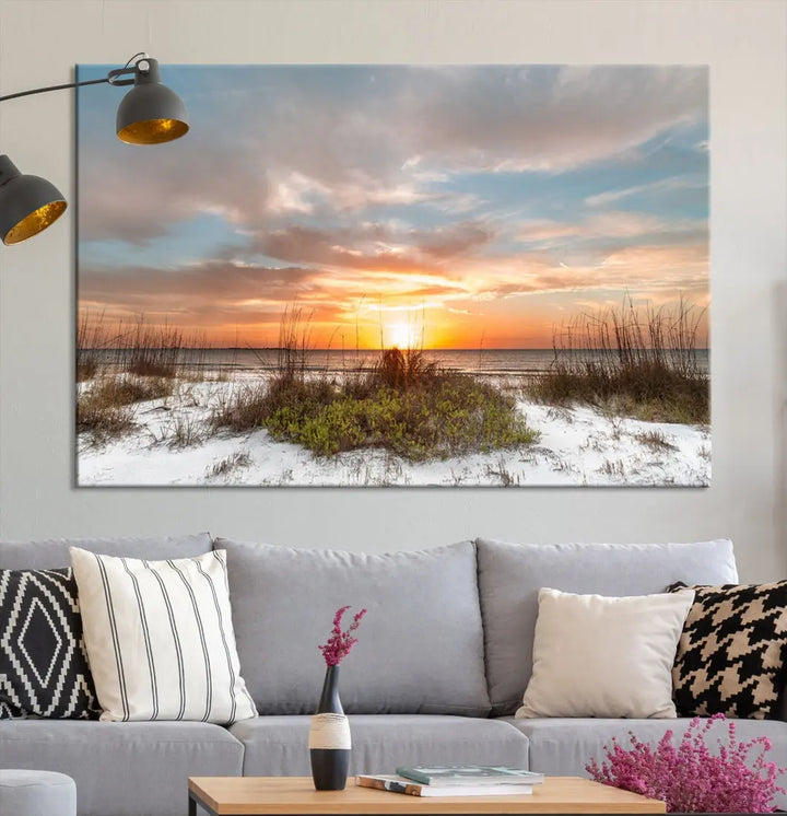 Perfect Sunset Wall Art Beach Ocean Nature Canvas Print Wall Decor