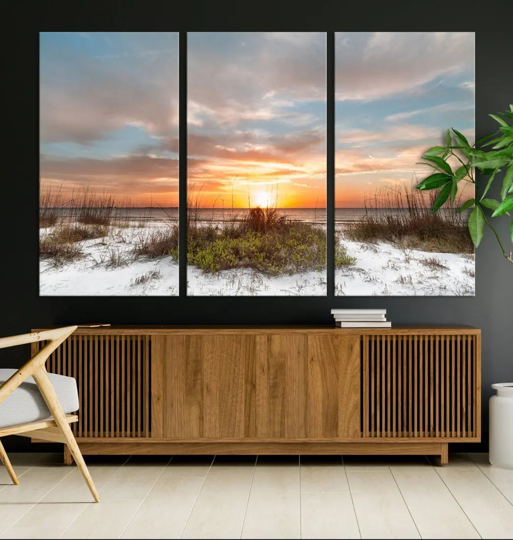 Perfect Sunset Wall Art Beach Ocean Nature Canvas Print Wall Decor