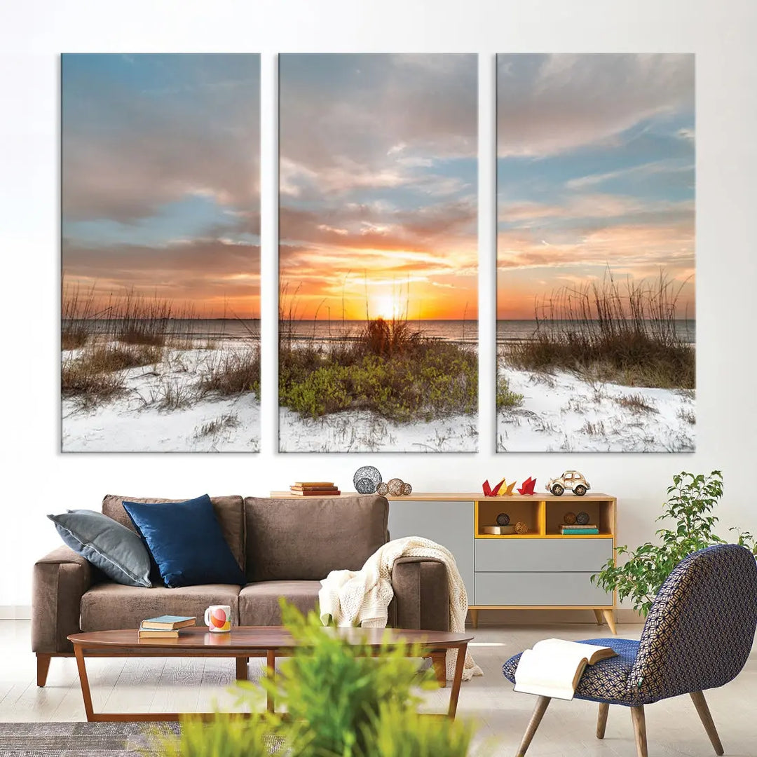 Perfect Sunset Wall Art Beach Ocean Nature Canvas Print Wall Decor