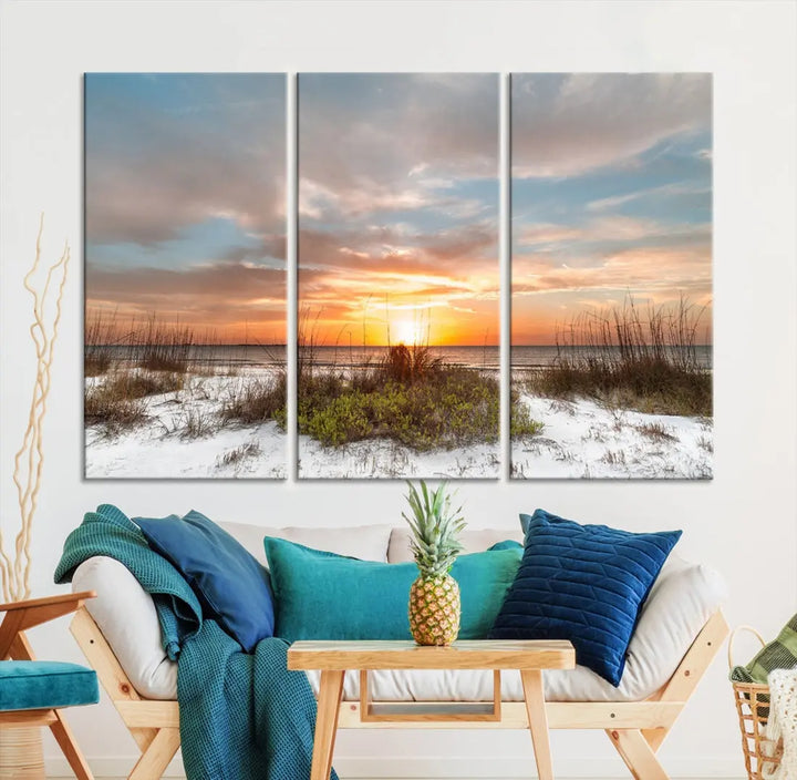 Perfect Sunset Wall Art Beach Ocean Nature Canvas Print Wall Decor