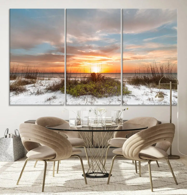 Perfect Sunset Wall Art Beach Ocean Nature Canvas Print Wall Decor