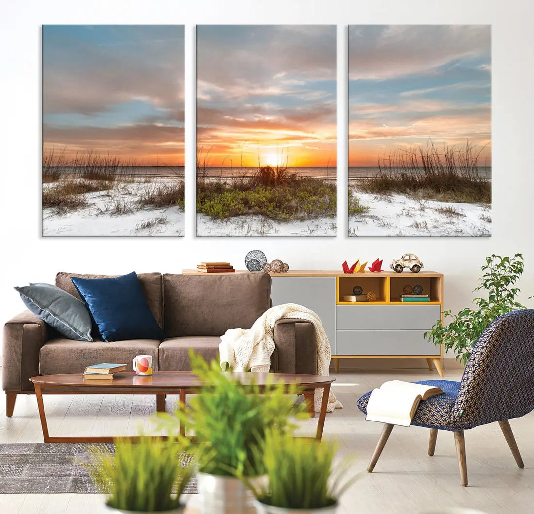 Perfect Sunset Wall Art Beach Ocean Nature Canvas Print Wall Decor