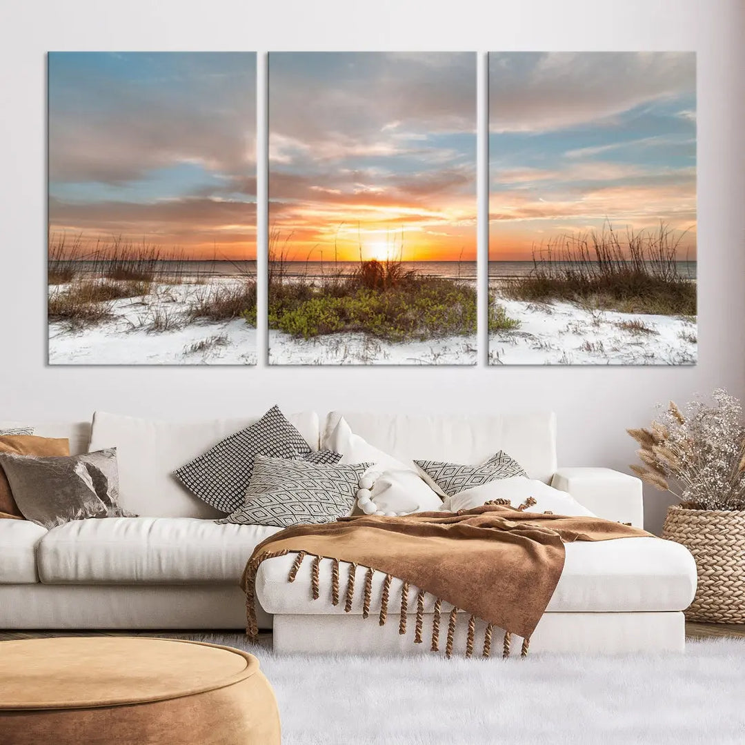 Perfect Sunset Wall Art Beach Ocean Nature Canvas Print Wall Decor