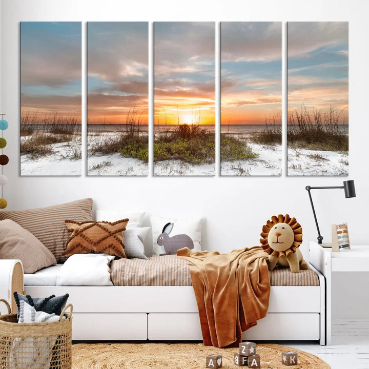 Perfect Sunset Wall Art Beach Ocean Nature Canvas Print Wall Decor