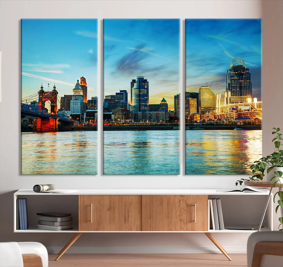 Perfectly Taken Cincinnati Sunset Wall Art Skyline Canvas Cincinnati Photo Print