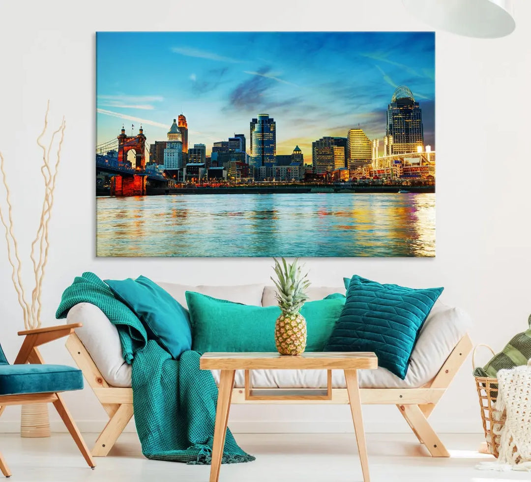 Perfectly Taken Cincinnati Sunset Wall Art Skyline Canvas Cincinnati Photo Print