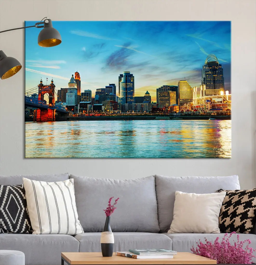 Perfectly Taken Cincinnati Sunset Wall Art Skyline Canvas Cincinnati Photo Print