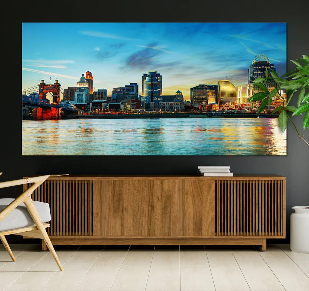 Perfectly Taken Cincinnati Sunset Wall Art Skyline Canvas Cincinnati Photo Print