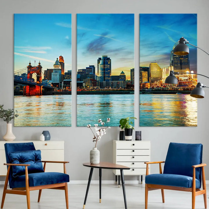 Perfectly Taken Cincinnati Sunset Wall Art Skyline Canvas Cincinnati Photo Print