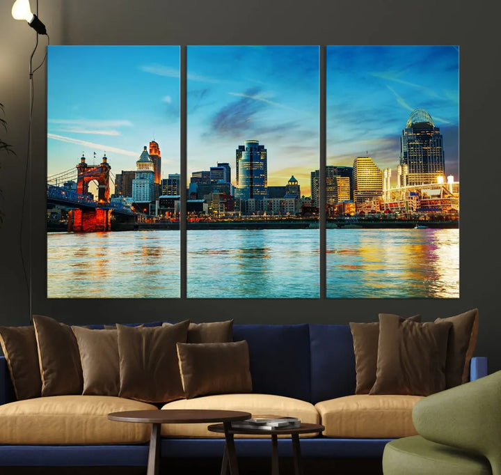 Perfectly Taken Cincinnati Sunset Wall Art Skyline Canvas Cincinnati Photo Print