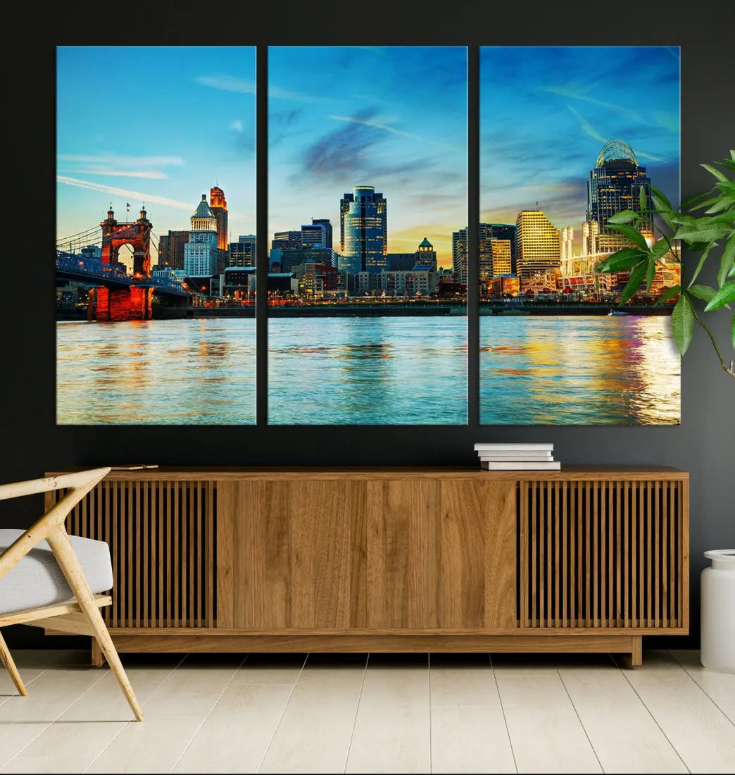 Perfectly Taken Cincinnati Sunset Wall Art Skyline Canvas Cincinnati Photo Print