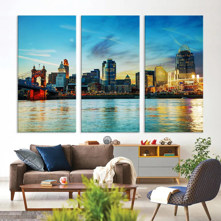 Perfectly Taken Cincinnati Sunset Wall Art Skyline Canvas Cincinnati Photo Print