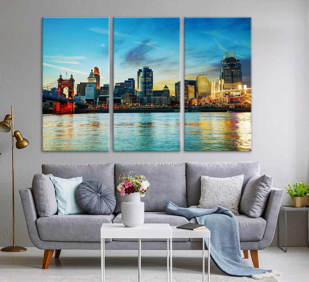 Perfectly Taken Cincinnati Sunset Wall Art Skyline Canvas Cincinnati Photo Print