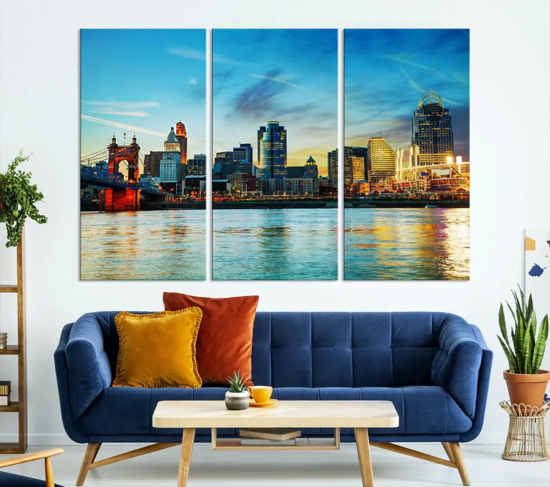 Perfectly Taken Cincinnati Sunset Wall Art Skyline Canvas Cincinnati Photo Print