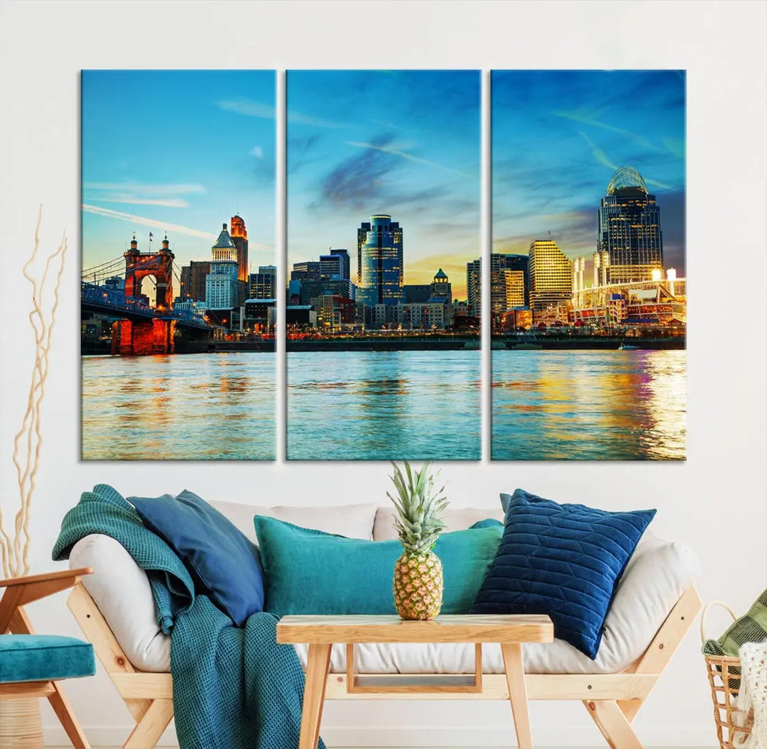 Perfectly Taken Cincinnati Sunset Wall Art Skyline Canvas Cincinnati Photo Print