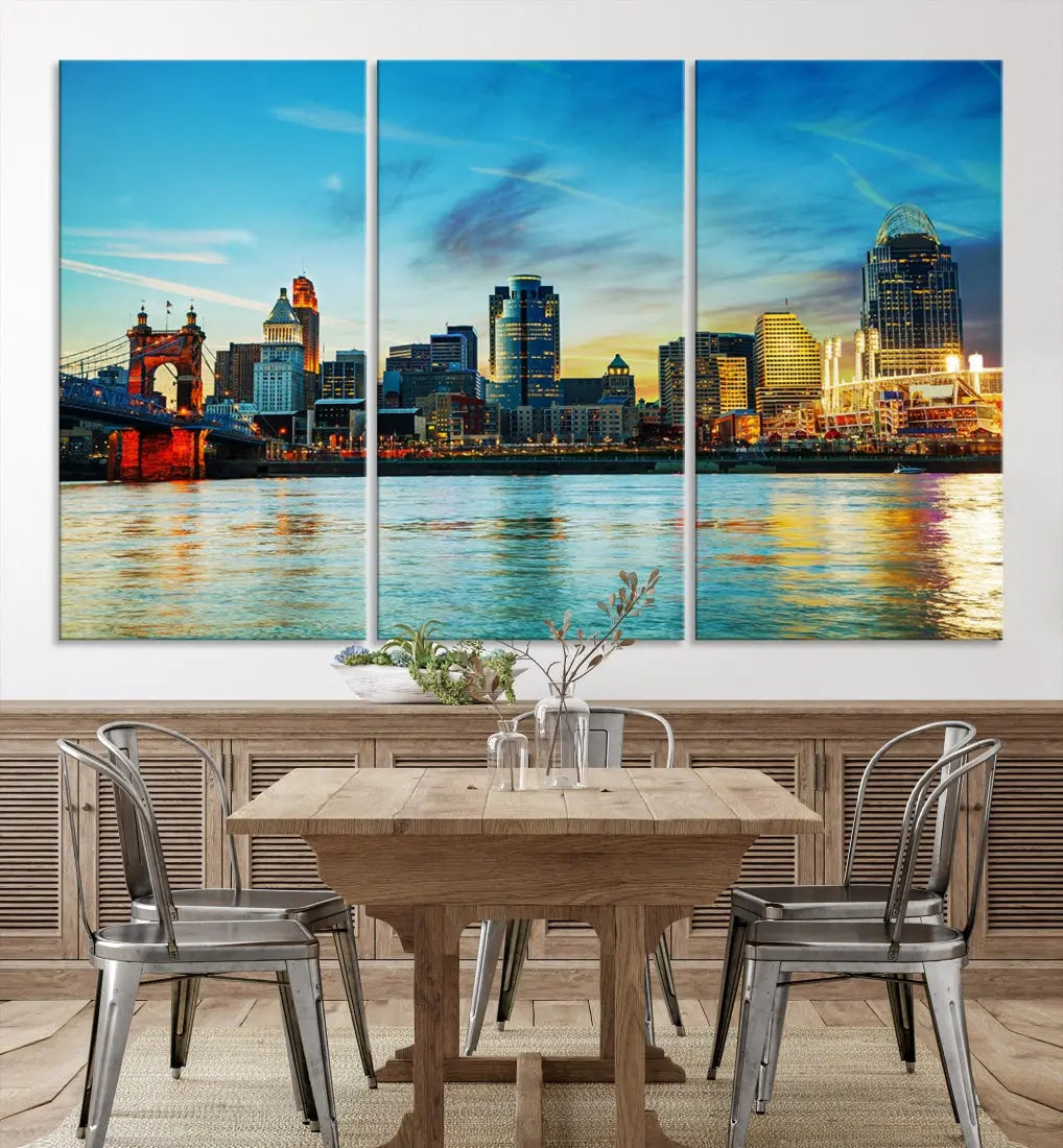 Perfectly Taken Cincinnati Sunset Wall Art Skyline Canvas Cincinnati Photo Print