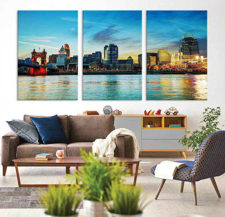 Perfectly Taken Cincinnati Sunset Wall Art Skyline Canvas Cincinnati Photo Print