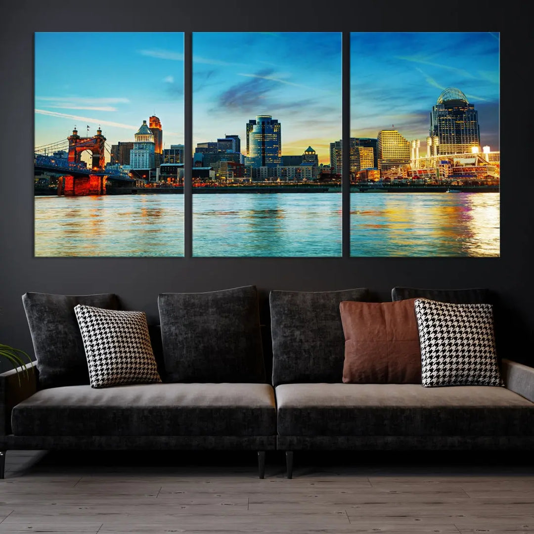 Perfectly Taken Cincinnati Sunset Wall Art Skyline Canvas Cincinnati Photo Print