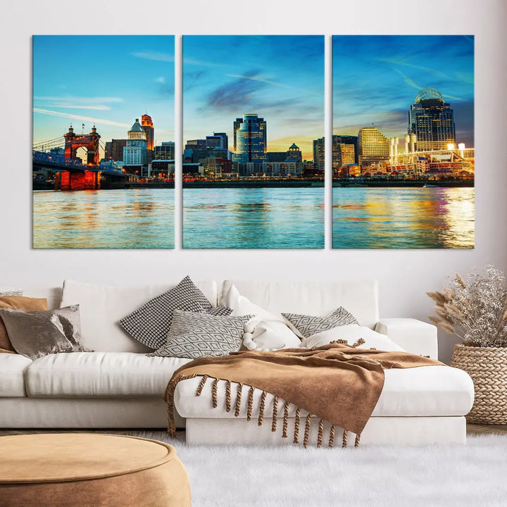 Perfectly Taken Cincinnati Sunset Wall Art Skyline Canvas Cincinnati Photo Print