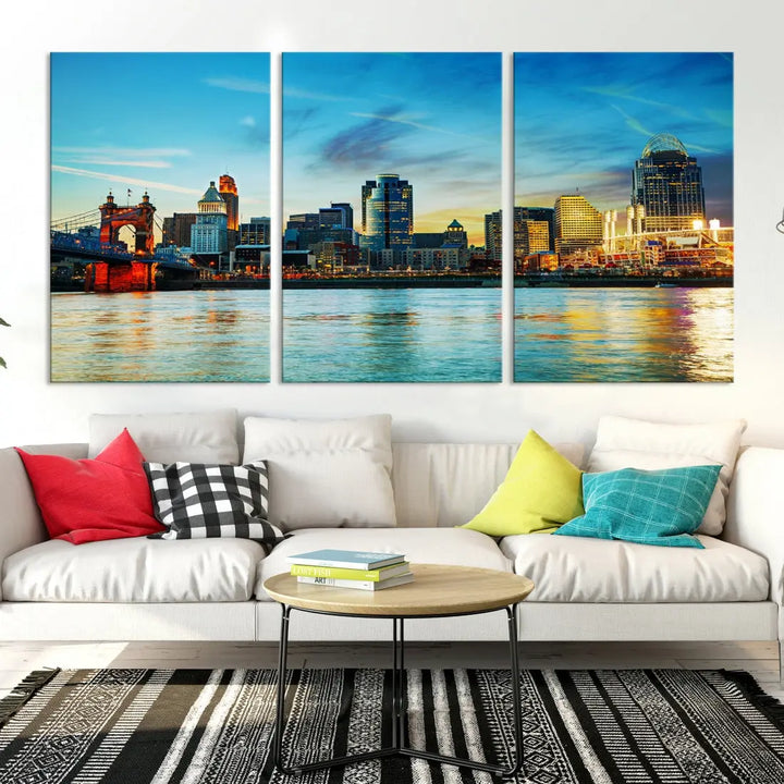 Perfectly Taken Cincinnati Sunset Wall Art Skyline Canvas Cincinnati Photo Print