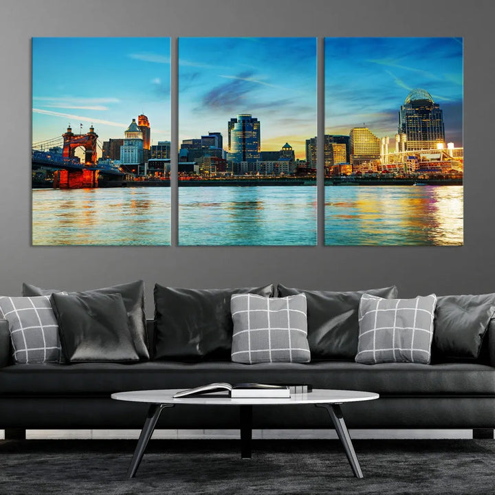 Perfectly Taken Cincinnati Sunset Wall Art Skyline Canvas Cincinnati Photo Print