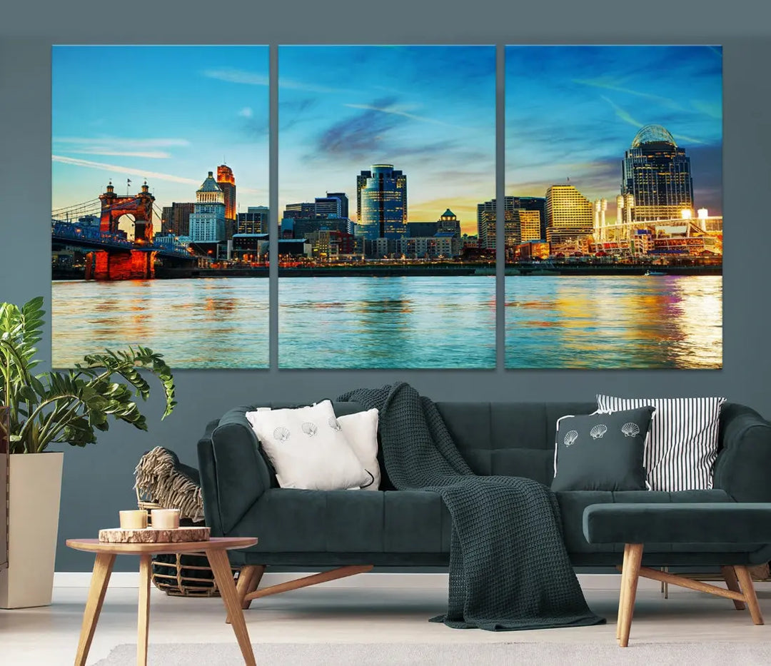 Perfectly Taken Cincinnati Sunset Wall Art Skyline Canvas Cincinnati Photo Print