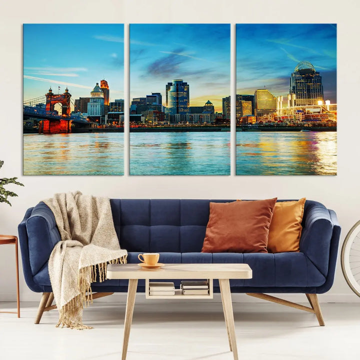 Perfectly Taken Cincinnati Sunset Wall Art Skyline Canvas Cincinnati Photo Print