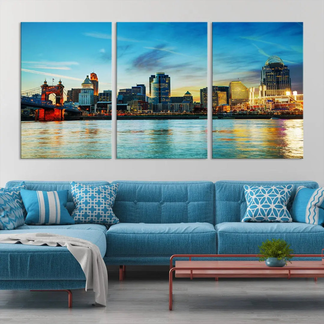 Perfectly Taken Cincinnati Sunset Wall Art Skyline Canvas Cincinnati Photo Print