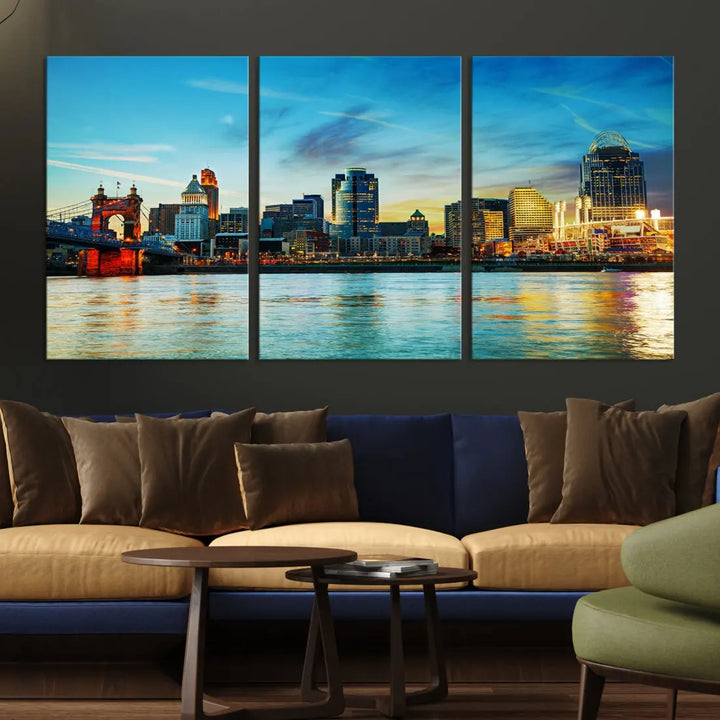 Perfectly Taken Cincinnati Sunset Wall Art Skyline Canvas Cincinnati Photo Print