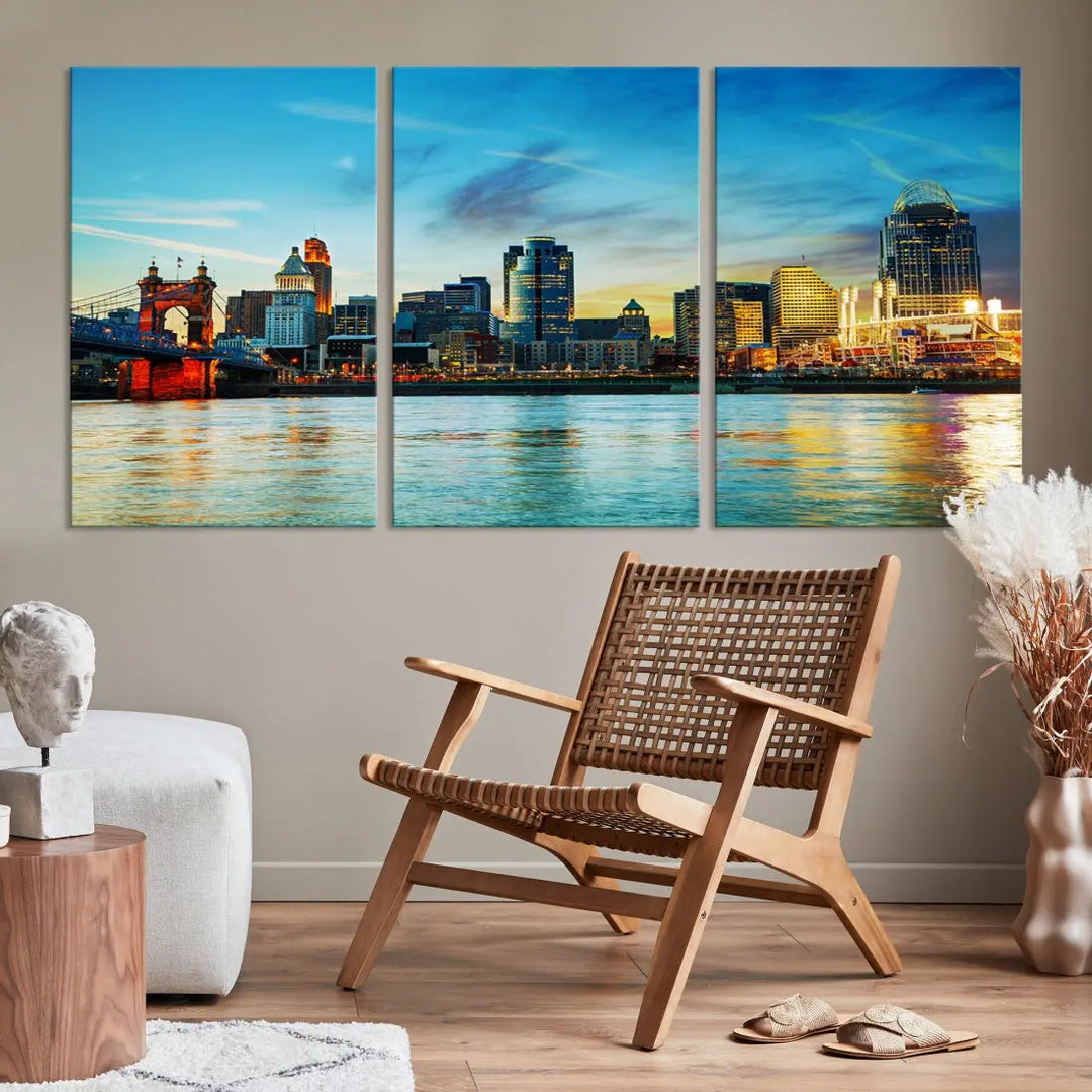 Perfectly Taken Cincinnati Sunset Wall Art Skyline Canvas Cincinnati Photo Print