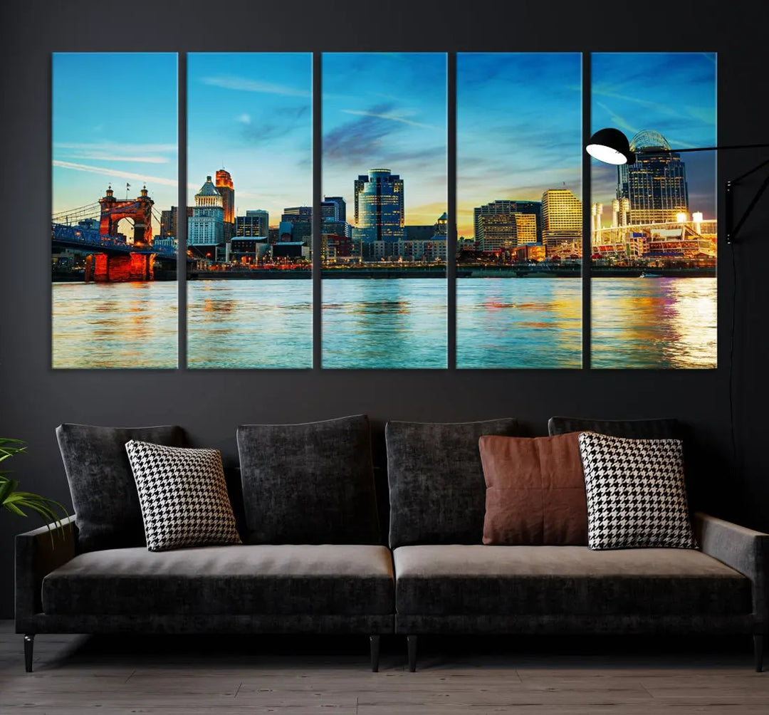 Perfectly Taken Cincinnati Sunset Wall Art Skyline Canvas Cincinnati Photo Print