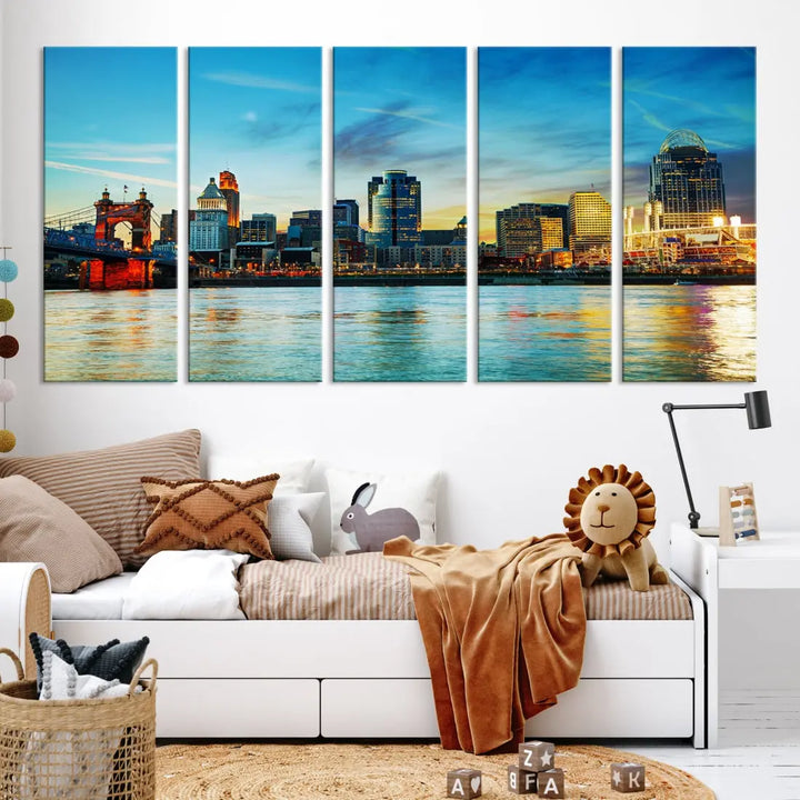 Perfectly Taken Cincinnati Sunset Wall Art Skyline Canvas Cincinnati Photo Print